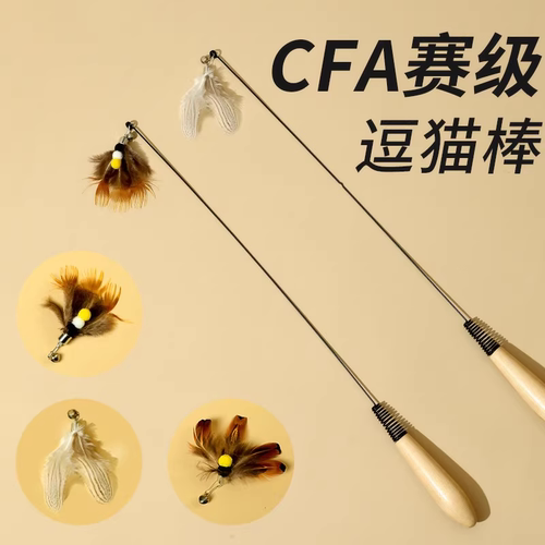 CFA赛级逗猫棒小猫斗猫棒小飞虫羽毛替换头耐咬幼猫用品猫咪玩具