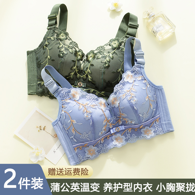 内衣女小胸聚拢无钢圈刺绣文胸