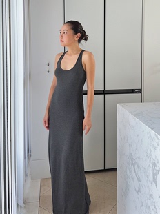 THELITT 柔软轻盈有机竹纤维修身设计感工字背心连衣裙显瘦长裙女