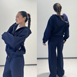 THELITT  双拉链头连帽恒温发热加绒卫衣外套卫裤套装秋冬女