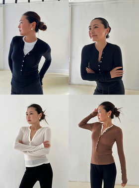 THELITT henley shirt 基础精致松弛感天丝羊毛亨利领长袖打底衫