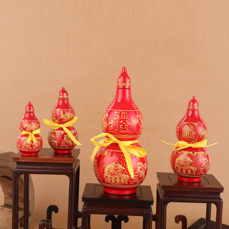 正宗桃木红色葫芦摆件开盖空心彩绘挂件,家居饰品,装饰摆件,淘宝优惠券,粉丝福利购,淘宝优惠卷