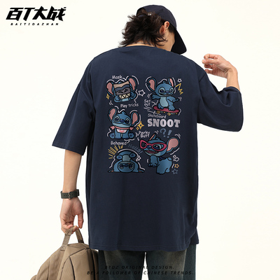 日系短袖t恤男史迪仔情侣上衣