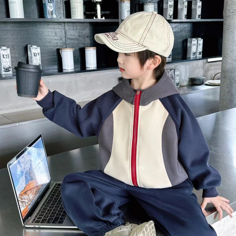 儿童套装连帽拉链衫两件套新款秋
