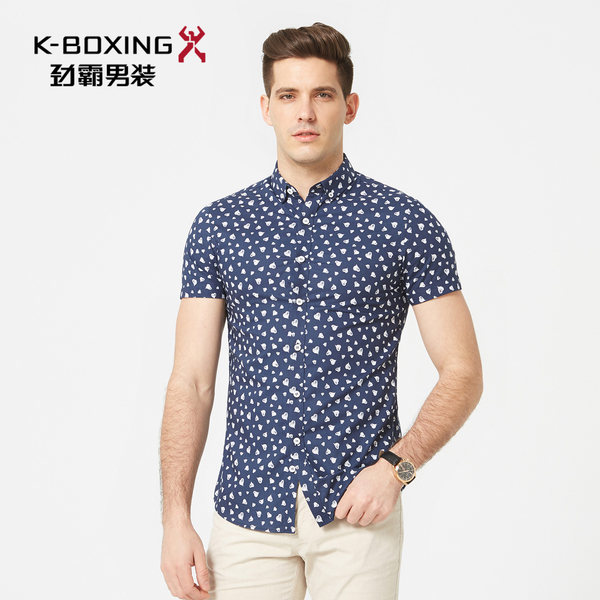 劲霸 男式短袖印花衬衫 聚划算+优惠券后￥149包邮（￥229-80）2色可选
