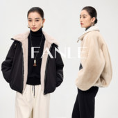 FANLE STUDIOS酷飒工装 风两面穿环保小母貂座山雕派克服皮草外套