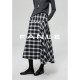 FANLE STUDIOS重工斜裁复古黑白格子博主风拼接不规则高腰半身裙