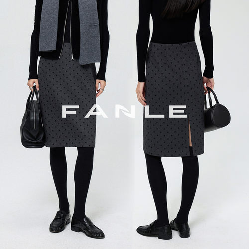 FANLE STUDIOS【重磅推荐】定制波点羊毛加厚保暖高腰中裙半身裙
