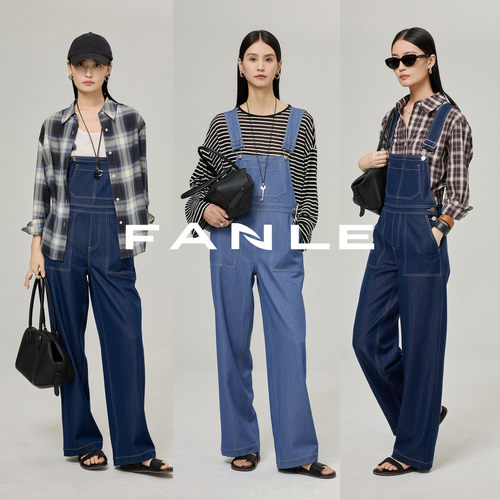 FANLESTUDIOS天丝牛仔背带裤