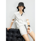 FANLE STUDIOS进口三醋酸老钱时髦MIU风撞色POLO领短袖 T恤三件套