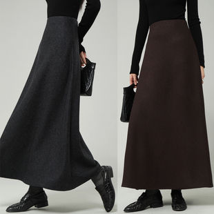 FANLE 加厚定纺超细柔软羊毛牛筋高腰大摆半身裙长裙 STUDIOS冬季