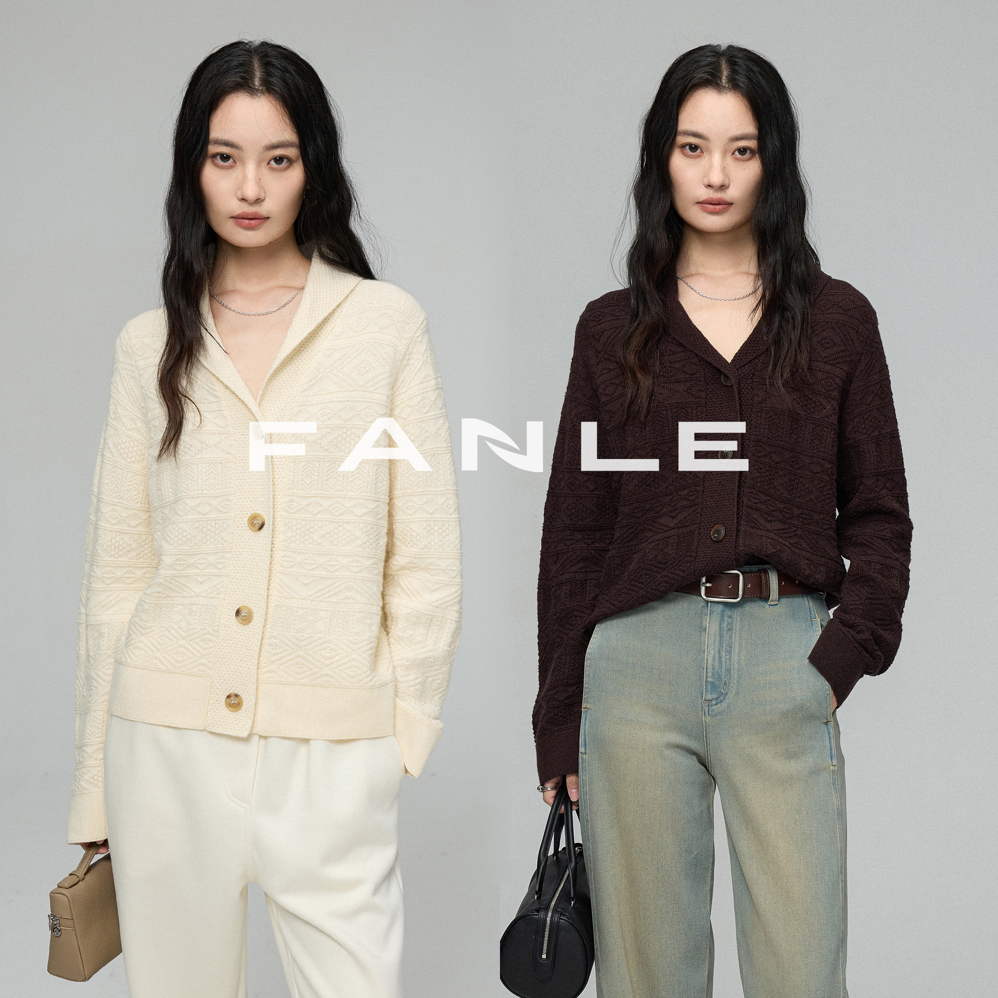 FANLESTUDIOS羊毛重工提花开衫
