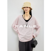FANLE STUDIOS裸感0压软垂真丝亚麻棉叠穿百搭纸片人大V领面膜T恤