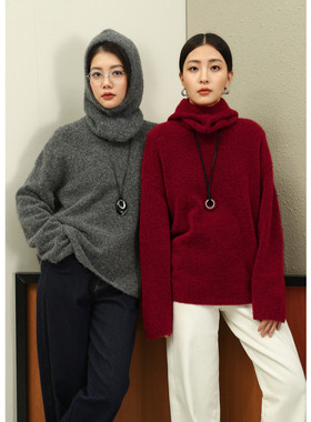 FANLE STUDIOS北欧时髦佰搭围脖巴拉克拉法帽子保暖羊驼毛帽