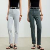 STUDIOS夏季 薄款 重工水洗干爽弹力牛筋腰烟管裤 FANLE 直筒牛仔裤