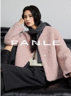 FANLE STUDIOS【重磅推荐】进口小羊驼羊羔毛V领廓形显瘦皮草外套