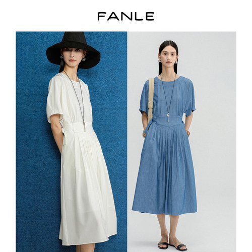 FANLESTUDIOS琴键压褶连衣裙