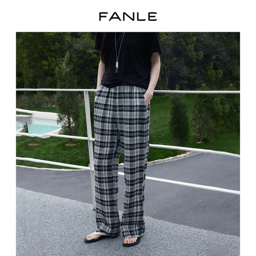 FANLESTUDUIOS全亚麻格子裤