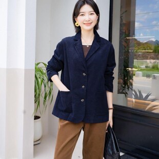 韩版 女装 高级感开衫 灯芯绒显瘦女西装 5928 YUN韫2025秋季 外套 新款