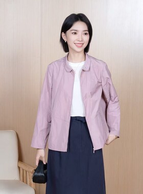 YUN韫2025春季新款女装翻领拉链通勤百搭设计感短款风衣外套 5102