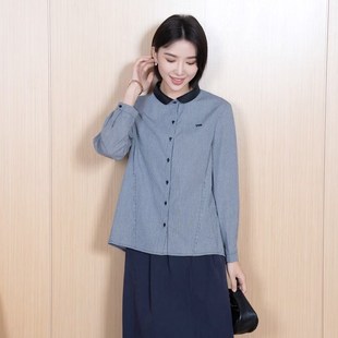 格子衬衫 YUN韫2025春季 撞色翻领单排扣通勤简约长袖 女装 5258 新款