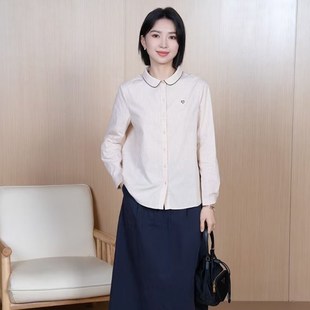 新款 衬衫 女装 显瘦刺绣长袖 5196 翻领单排扣通勤时尚 YUN韫2025春季