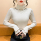 高领毛衣打底衫 紧身内搭上衣 长袖 女秋冬季 高级感木耳边钉钻针织衫