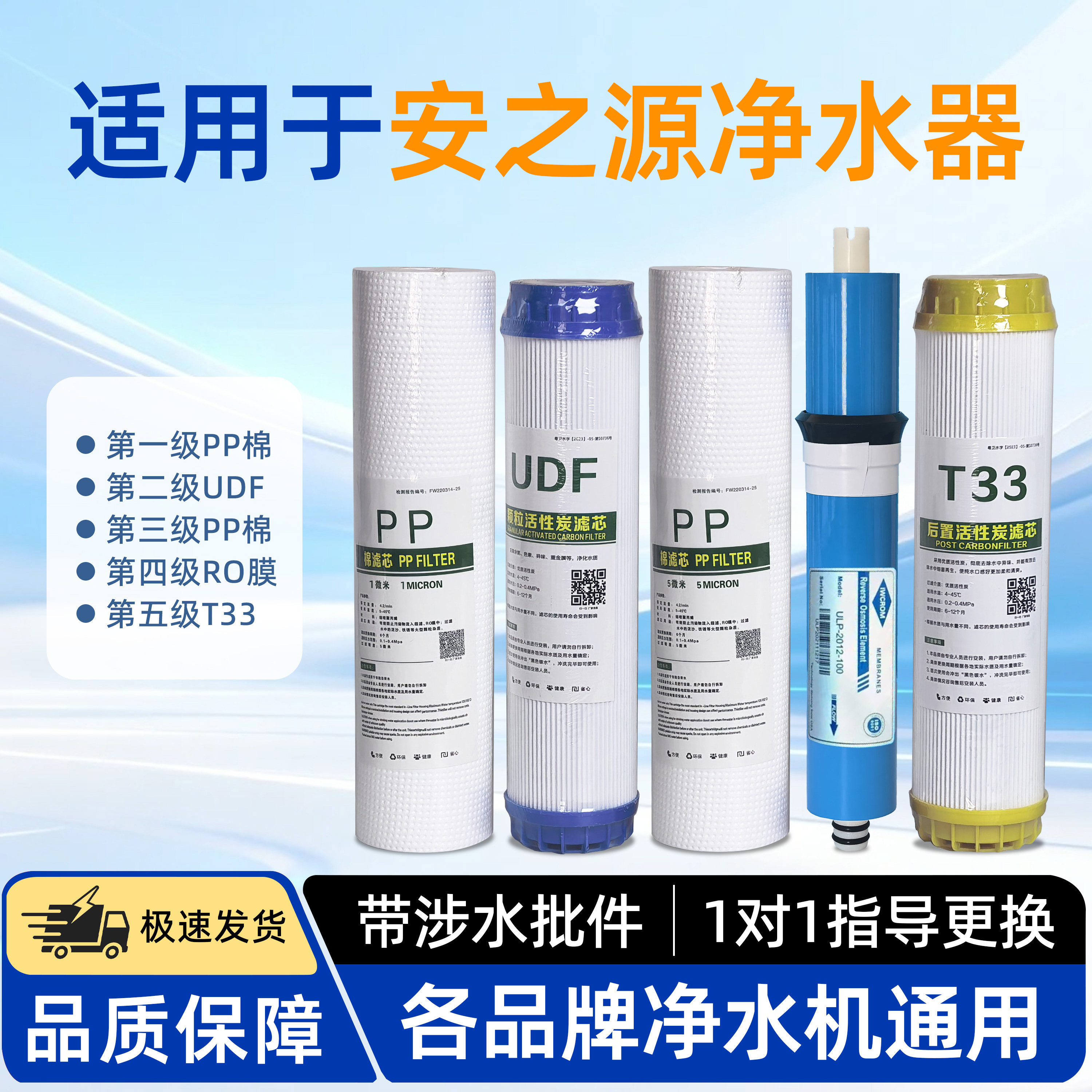 适用安之源净水器滤芯SC-RO-100G/50G/400G反渗透纯水机PP活性炭