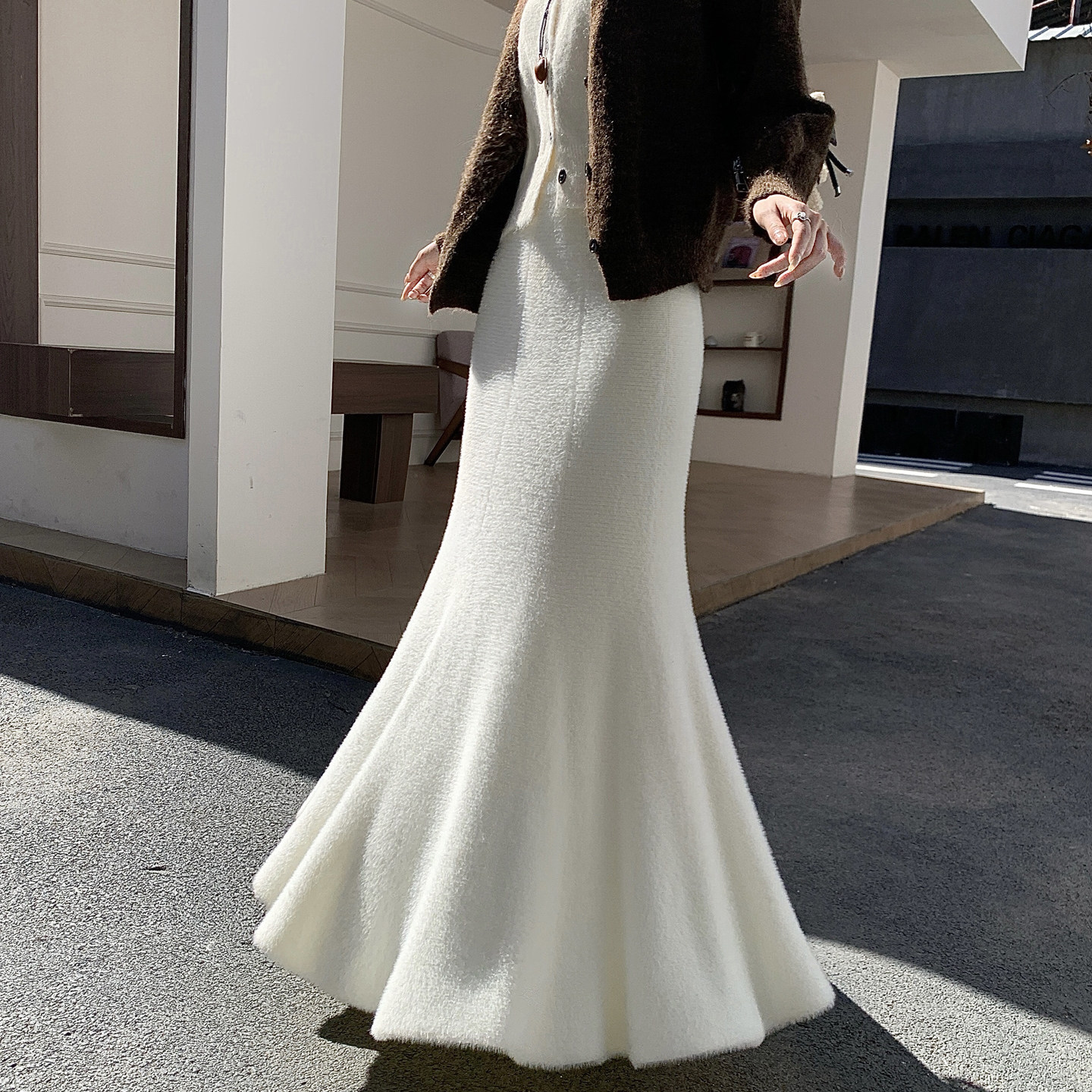 加厚水貂毛针织半身裙女秋冬高个子长裙2025新款气质鱼尾包臀裙,女装/女士精品,半身裙,淘宝优惠券,粉丝福利购,淘宝优惠卷