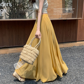 雪纺半身长裙到脚踝超长款 a字裙女2025新款 高腰大裙摆垂感半身裙
