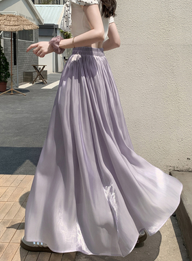 流光纱半身裙女夏季2025新款垂感飘逸大裙摆长裙波光高腰a字伞裙