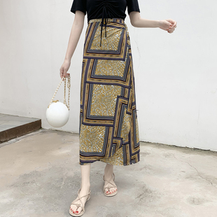 极速一片式 气质裹裙复古a字裙高腰裙开叉雪纺 半身裙k女夏2025新款