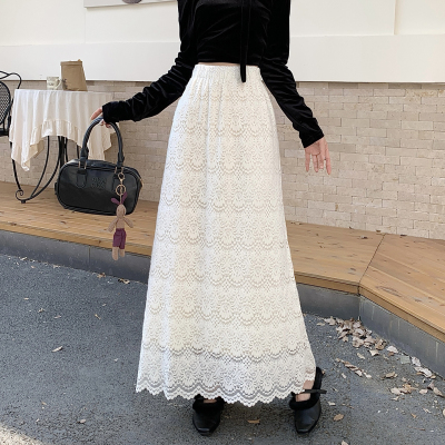 法式蕾丝加绒加厚半身长裙女秋冬