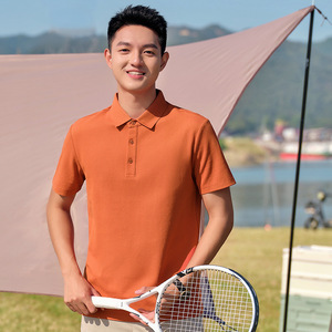 夏季桑蚕丝短袖t恤男青中年翻领宽松polo衫男士薄款商务休闲上衣