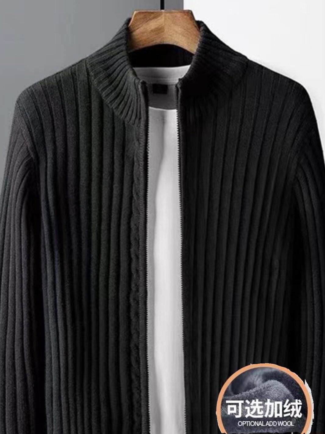 ZIPPER SWEATER MENS LOOSE CASUAL FLEECE PADDED TURTLENECK CARDIGAN AUTUMN WINTER MENS KNITTED CARDIGAN JACKET TIDE