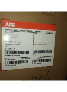 ABB框架断路器Emax X1N1600 PR331/P-L全新原装拍前请询价