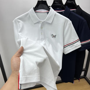 下摆开叉 夏季 品牌100%纯棉保罗polo衫 上衣 短袖 t恤男翻领半袖