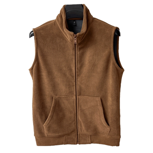 摇粒绒立领马甲男拉链秋冬季加绒加厚双面奥粒绒无袖开衫外套背心