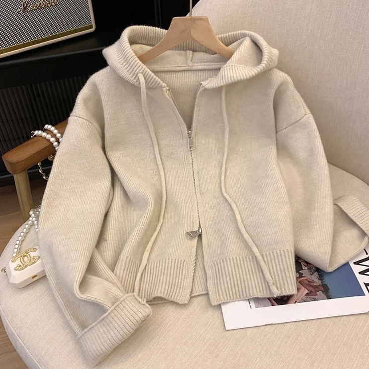 Hooded Cardigans Women Solid Autumn Winter Thickening Coats
