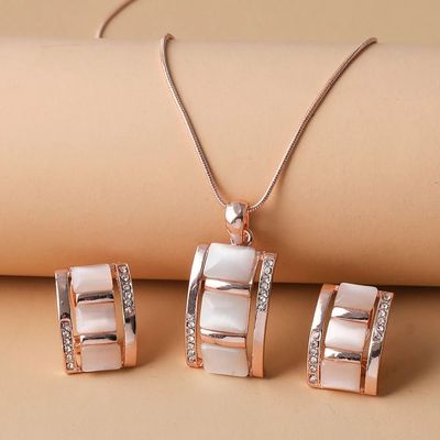 Conjunto de collar y pendientes de ópalo Rectangular para m