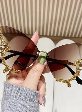 Luxury Diamond Butterfly Sunglasses Women Brand Y2K Vintage