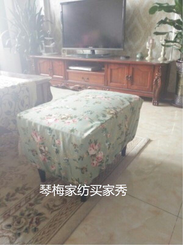 帆布印花长方形储物凳子椅罩 换鞋凳子椅套皮墩布艺套 防尘保护罩