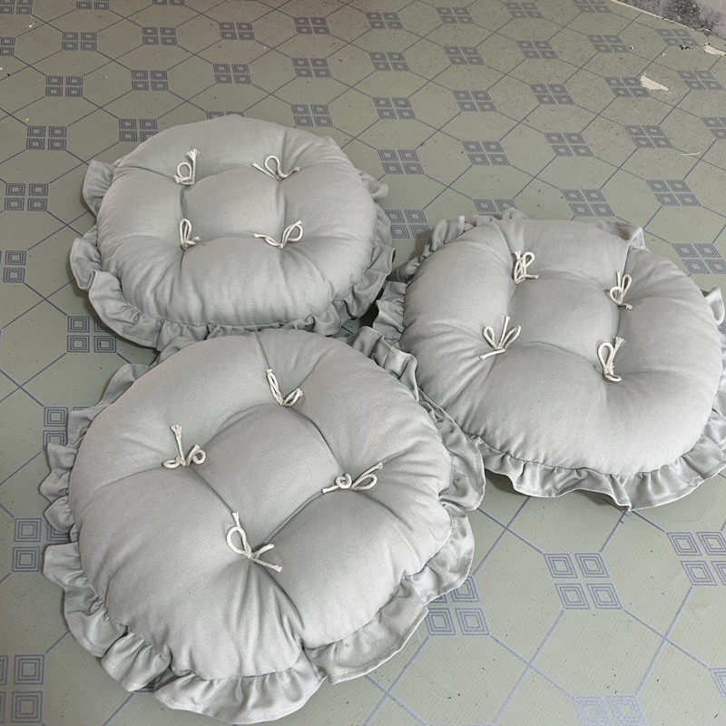 帆布圆形坐垫 花边蝴蝶结椅垫 加厚珍珠棉窗台垫  椅子靠垫,居家布艺,椅垫,淘宝优惠券,粉丝福利购,淘宝优惠卷
