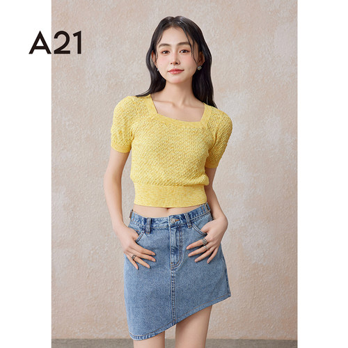 A21女装合体方领套头短袖线衫
