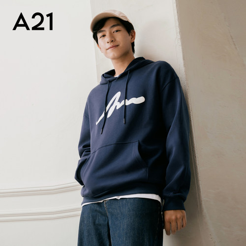 A21连帽男装落肩卫衣衫