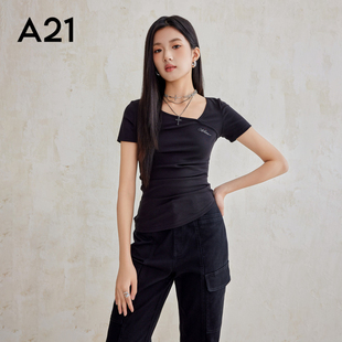 顯瘦打底衫 上衣 休閑簡約百搭針織T恤修身 A21女裝