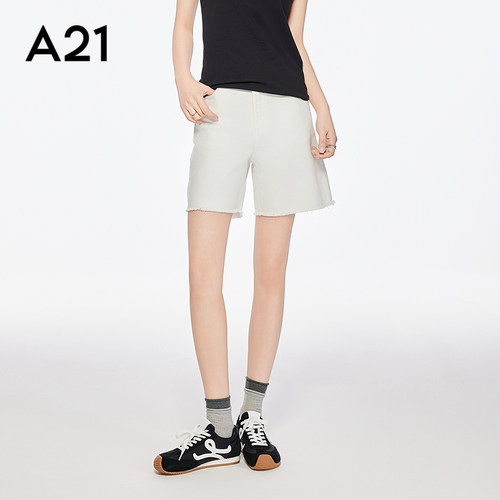 A21女装白色牛仔短裤夏季新款