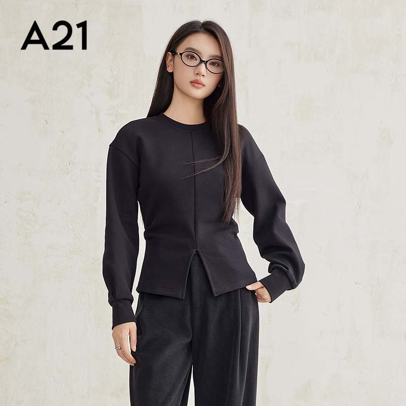 A21女装针织合体圆领卫衣