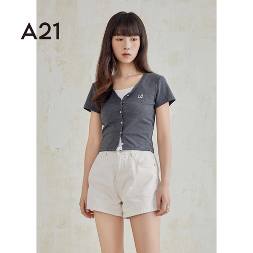 A21女装两件套短袖T恤女士
