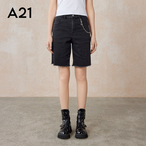 A21女装合体弹力高腰牛仔裤